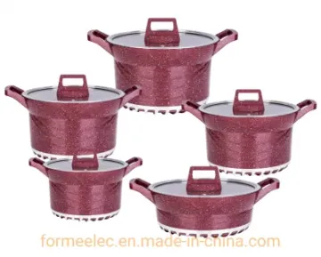Marble Casserole Granite Set Ceramic Coating Aluminum Cookware Set Stewpot 10PCS Casserole Set