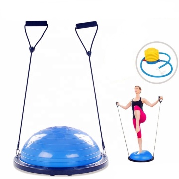 58cm Anti-Burst Pilates & Yoga Fitness Equipment: Half Balance Ball with Resistance Bands for Indoor Gym Exercises