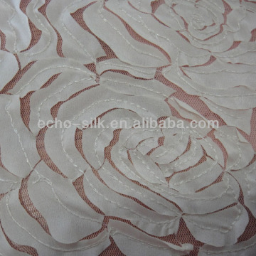 rose flower embroidery in poly mesh