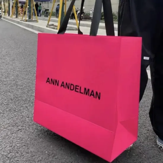 Custom Pink Thick Paper Bag with Your Logo - Huge Size