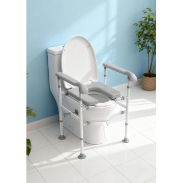 Assento sanitário elevado com altura ajustável e alças de apoio de braço