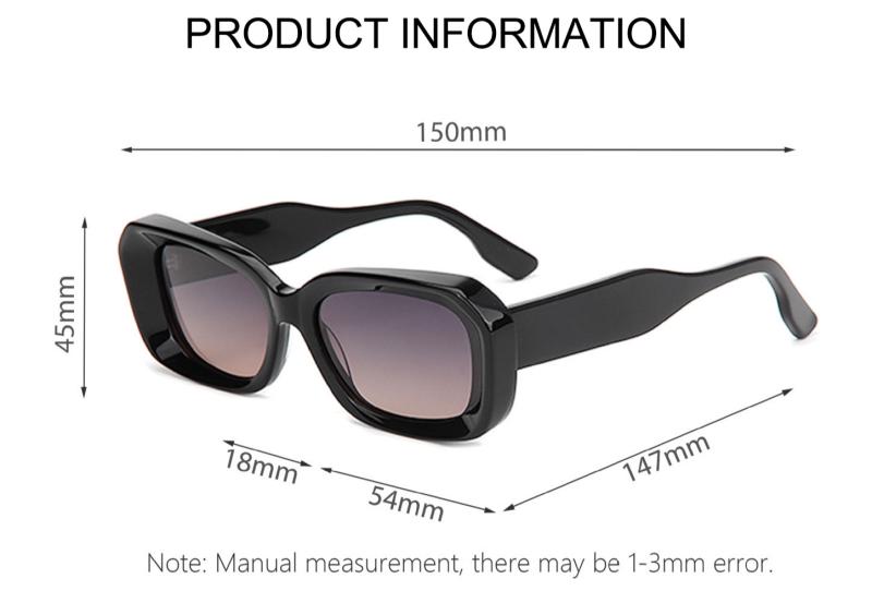 Bold Square Acetate Sunglasses with Curved Temples ME2003-size