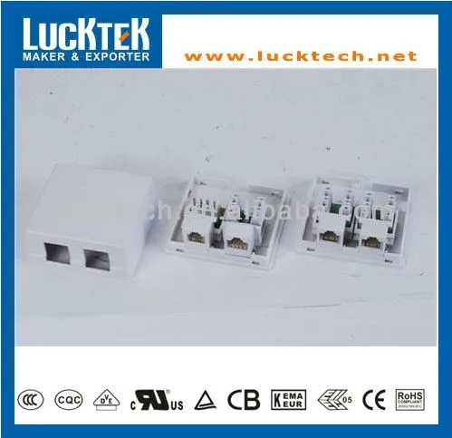 Cat.5e RJ45 2Port Surface Mount Box with P.C.B Jack
