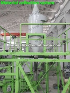 Material collection system in tire recycling plant