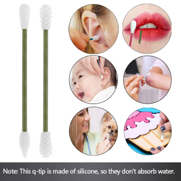 Reusable Safety Cotton Swab 3 Pack Eco Friendly Silicone Cotton Buds Ear Buds Double Sided with Storage Case Beauty Tool