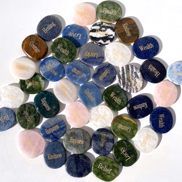 Fábrica Al por mayor Grabado Granado Cristal Inspirational Pocket Stones