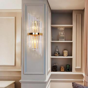 China Luxury Modern Crystal Wall Lamp Gold Wall Sconce Manufactory