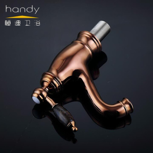 Rose gold inlaid jade antique washbasin faucet