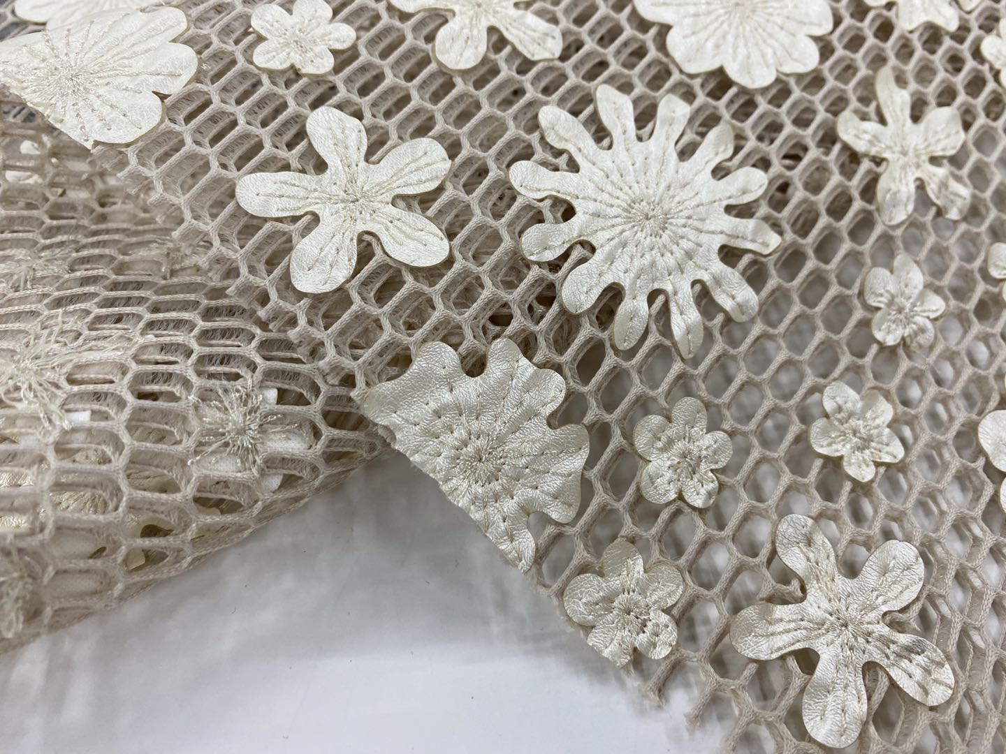 Champagne PU Embroidery Fabric