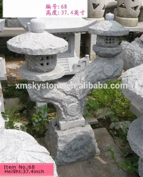 item68 double grey stone lantern