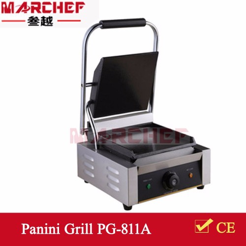 PG-811A.Single Full Ribbed Commercial Electric sandwich panini grill/Contact beef grill/Griddle & Bacon Cooker