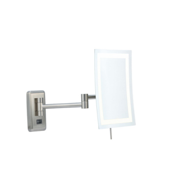 Nickel brush vanity mirror with light