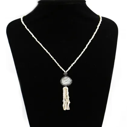 Fashion women accessories red jade stone jewelry tassel pendant necklace wholesale