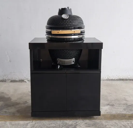 18" 304 Stainless Steel Kamado Ceramic Smoker Grill with Charcoal Patio Cabinet BBQ Egg Design
