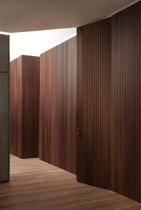 Elegant Wooden Slat Door for Household Privacy