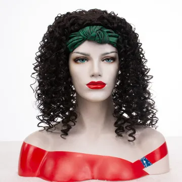 scarf Headband wigs wholesale heat resistant  black water wave fiber synthetic hair headband wigs for women
