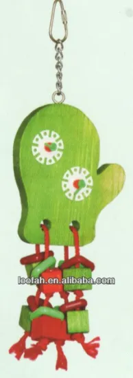green cartoon mitten wooden toy for birds