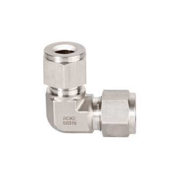 Stainless Steel SS304 Twin Ferrules 90 Degree Tube Union Elbows - 1/16" to 1 1/2" Tube Fittings