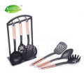 Utensílios de nylon conjunto com alças de cobre ouro rosa