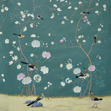 Blue-gray moisture-proof hand-painted wallpaper