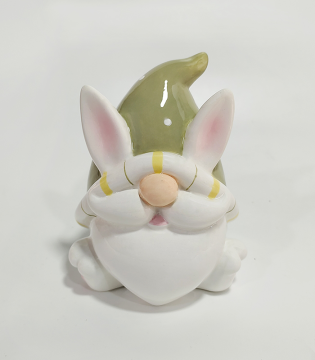 Green Tilt Hat Mini Bunny Resin Table Ornament
