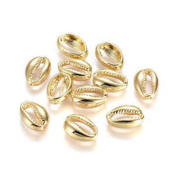 14K Gold plattiert Pandahall Cowrie Shell Form Tibetanische Legierungsperlen
