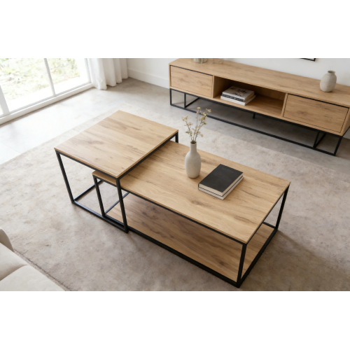 Conjunto de mesa de café minimalista moderno de duas peças