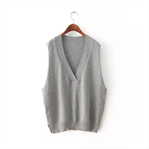 Elegant Grey Knitted Vest Wholesale