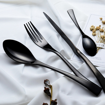 black stainless steel spoon knife and fork sets Metal Material  Cutlery set