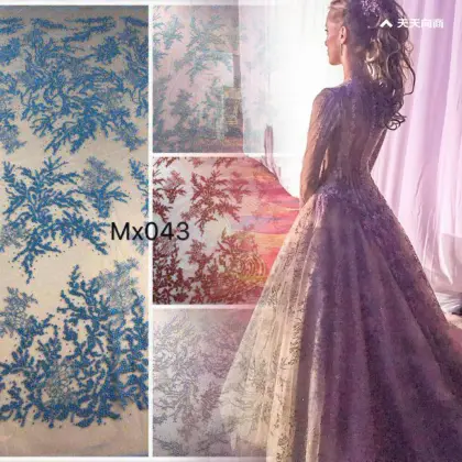 Sequin Beads Embroidery Lace Fabric