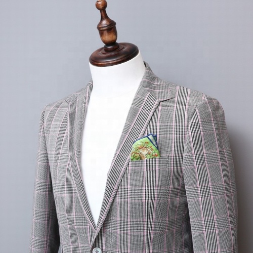 High End Fashion Bespoke Plaid Grey Woolen Suit