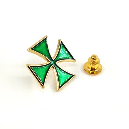 Custom Masonic Grand Cross Lapel Pin: Four-Leaf Clover Enamel Design