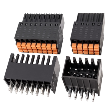 2.54mm Pitch Complete Male & Female Dual-Row Spring Cage PCB Terminal Block Set – with Straight & Right-Angle Pin Header
