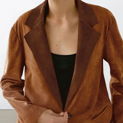 Women's flowing suede suit jacket