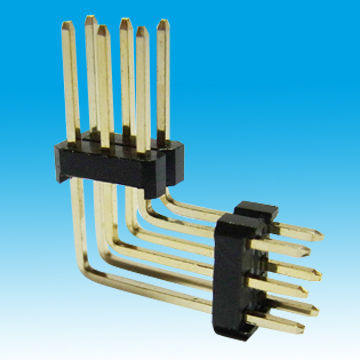 Right Angle Pin Header Connector, 2.54mm Pitch, Tri-row Type, 2.5mm Height, Gold Flash, RoHS Mark