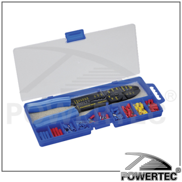 POWERTEC 100pcs Terminals With Crimping Pliers set with plastic box