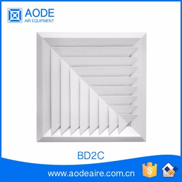 Aluminium exhaust ceiling air diffuser for HVAC parts and air conditioner units, BD2C two way catercorner Beveled Edge Diffuser