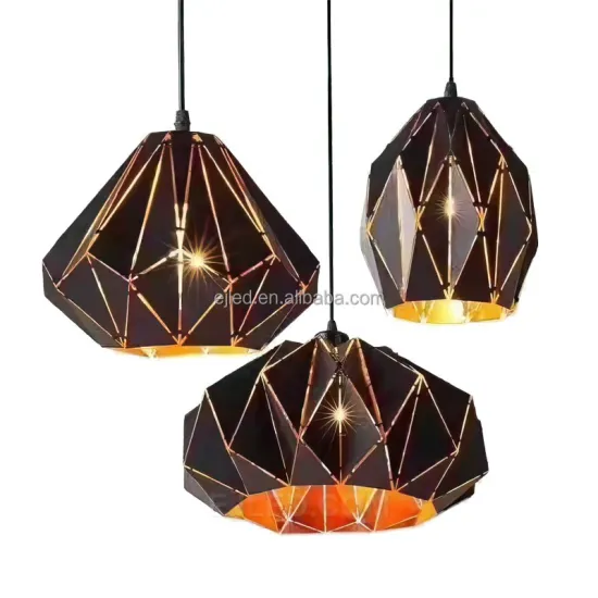 Zhongshan Barn Pendant Light: A Stunning Black and Gold Laser-Cut Hanging Light Fixture for Farmhouse Décor
