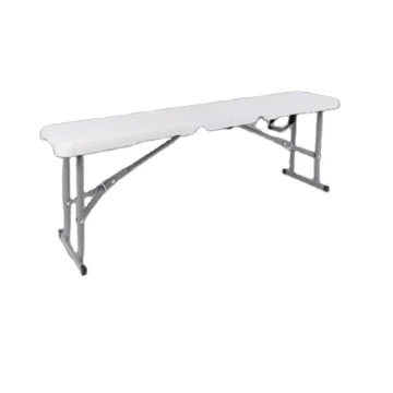 4FT 118CM Outdoor Folding Bench: Portable Picnic Garden Table and Bench in White Plastic for Patio, Balcony Use