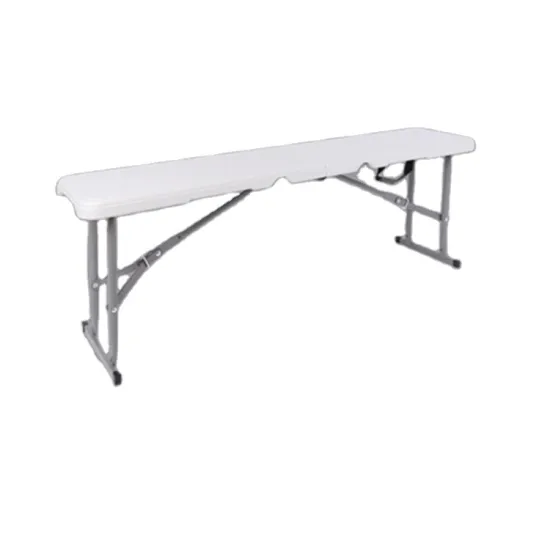 4FT 118CM Outdoor Folding Bench: Portable Picnic Garden Table and Bench in White Plastic for Patio, Balcony Use