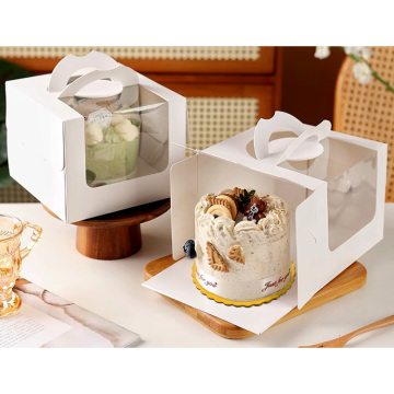 White High Quality Paper Cake Box with Handle and Window for 10 Inch Cakes