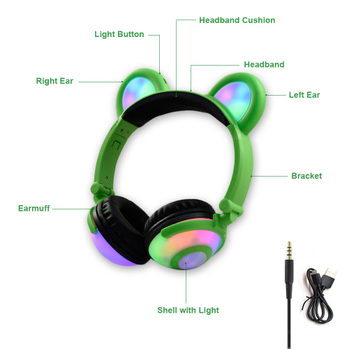 Headset Bercahaya Lucu Murah Di Atas Telinga Headphone Kabel