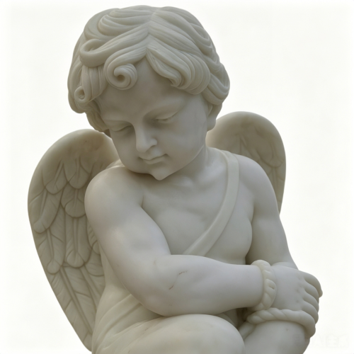 Timeless Handmade Marble Cupid Statue for Lawn Decoration