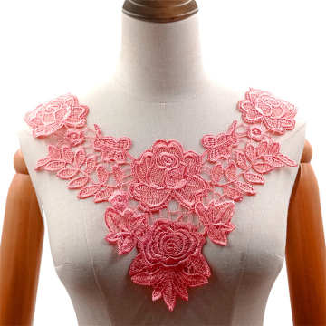 Wholesale Floral Embroidered Water-Soluble Corsage Detachable Stickers for Women's Neckline: Elegant Rose Fake Collars
