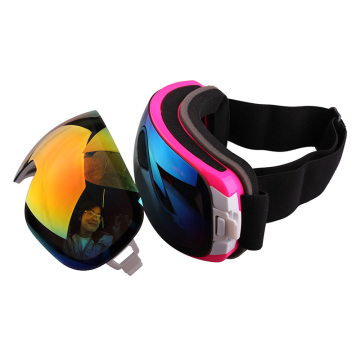 Guangzhou manufacturer Custom Interchangebale lens double Anti-fog mirror lens ski goggle snowboard goggles with your logo strap