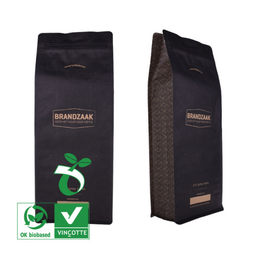 Flat bottom compostable coffee bag with valve