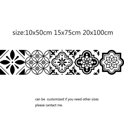 Black white tile stickers for Bathroom kitchen Tile Stickers Decor Adhesive Waterproof PVC Wall Stickers Kitchen Waist Line
