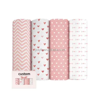 Bamboo-Cotton Blend 47x47 Inch Gender-Neutral Swaddle Blanket - Pink Series Bedding for Babies