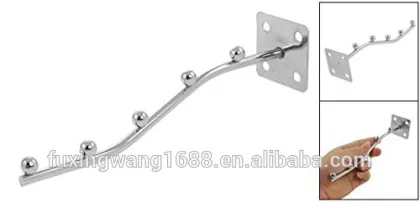 Round Metal Tubing Garment Display Rack Hooks Silver Tone