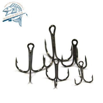 Wholesale White Steel Anchor Fishing Tackle Barbed Round Bent Treble Hooks